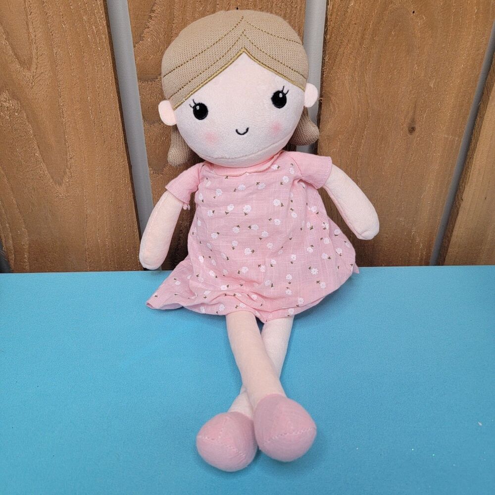 Linzy Toys 15" Rag Doll  "Emily" w/Pink Dress White Flowers